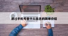 通过手机号查个人信息的简单介绍